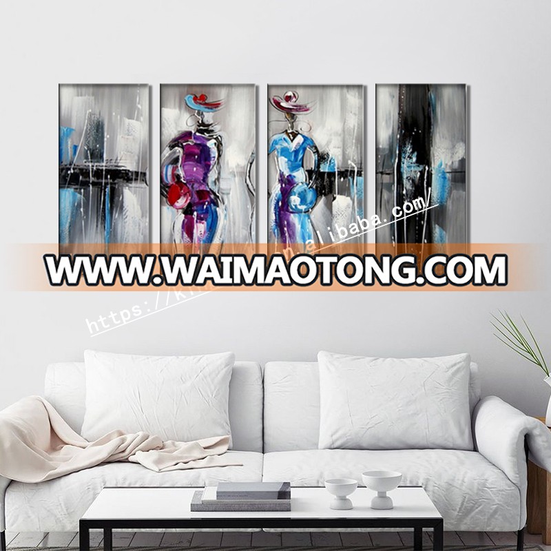 Handmade oil painting pictures wall art Quietly elegant space decoration abstract Landscape oil painting on canvas 4pcs