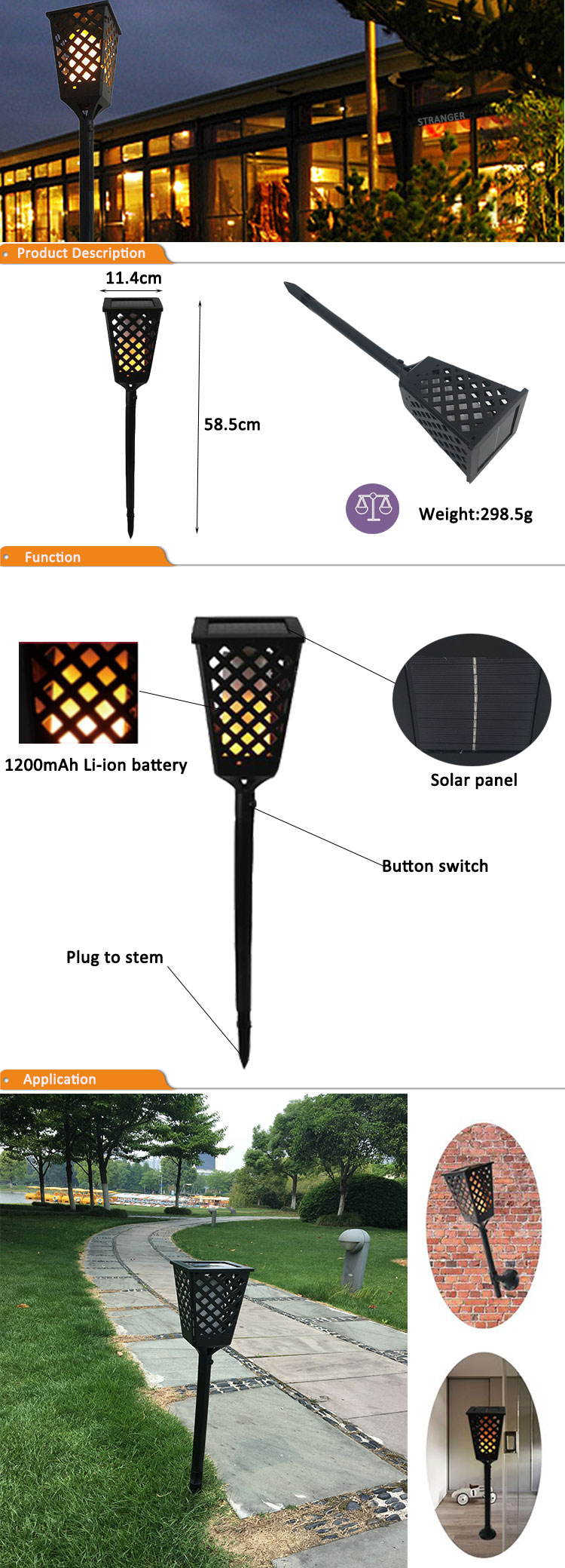 Solar Lights Outdoor Fishing Led Pathway Landscape Light Solar Flame Torch Tiki Garden Ground Lights