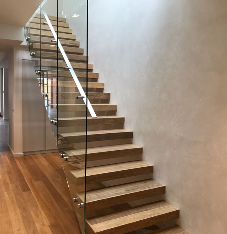 metal wood floating staircase design