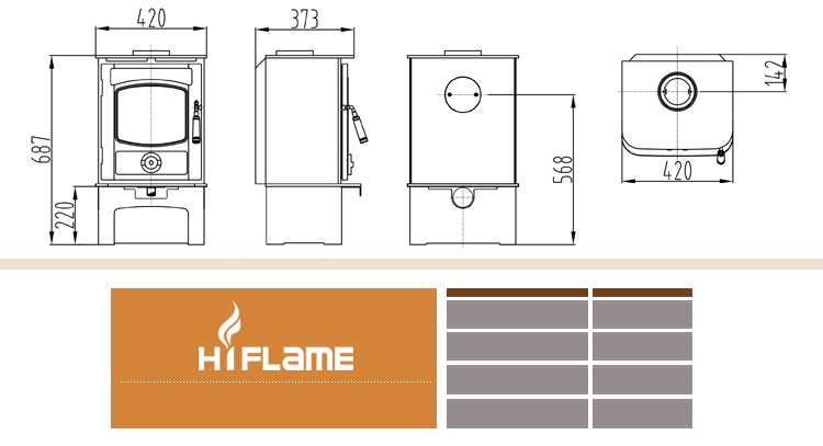 HiFlame direct selling enamel indoor wood burning stove HF905UBE