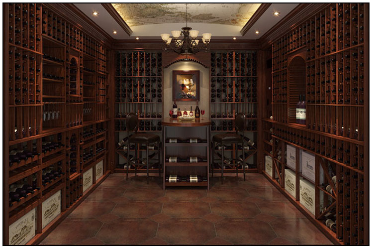 Luxury large solid wood furniture wine cabinet display custom