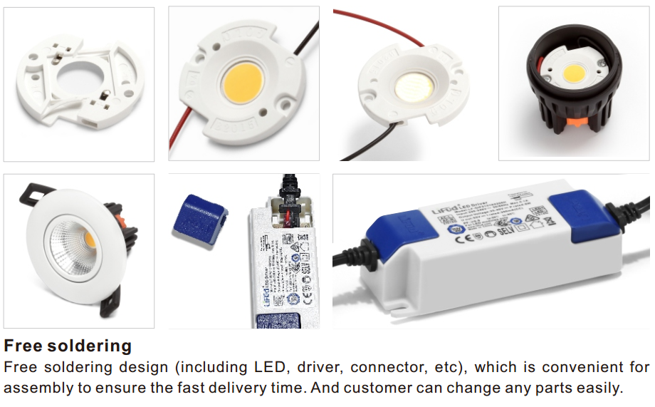 Aluminum white black 30w led downlights dimmable with DALI Triac on-off 1-10V