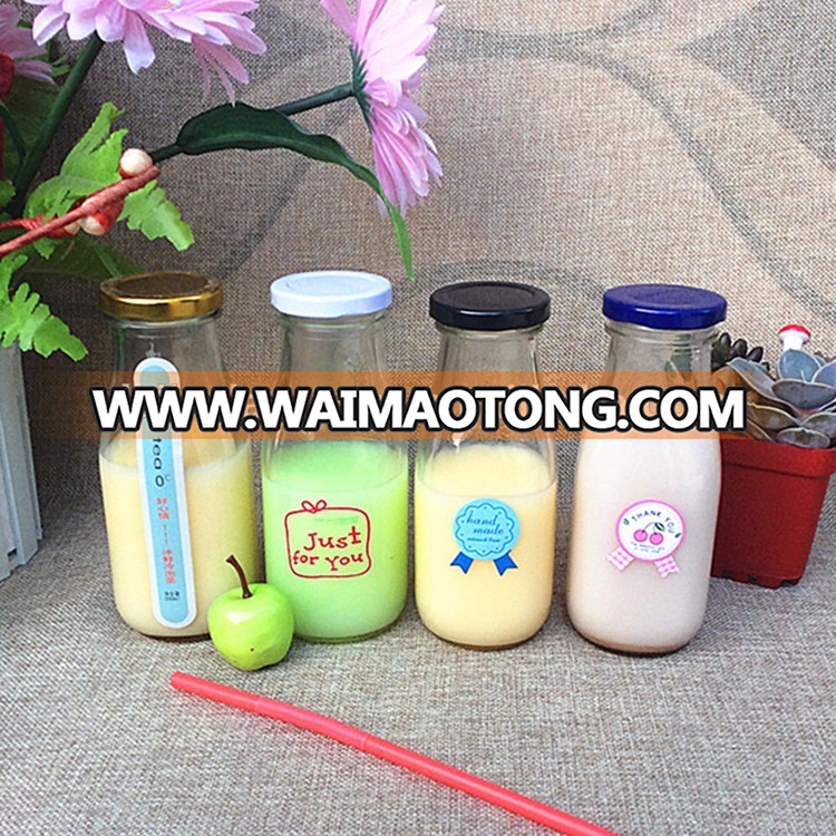 DAILY 350ml 14oz glass milk bottles with metal screw cap wholesale