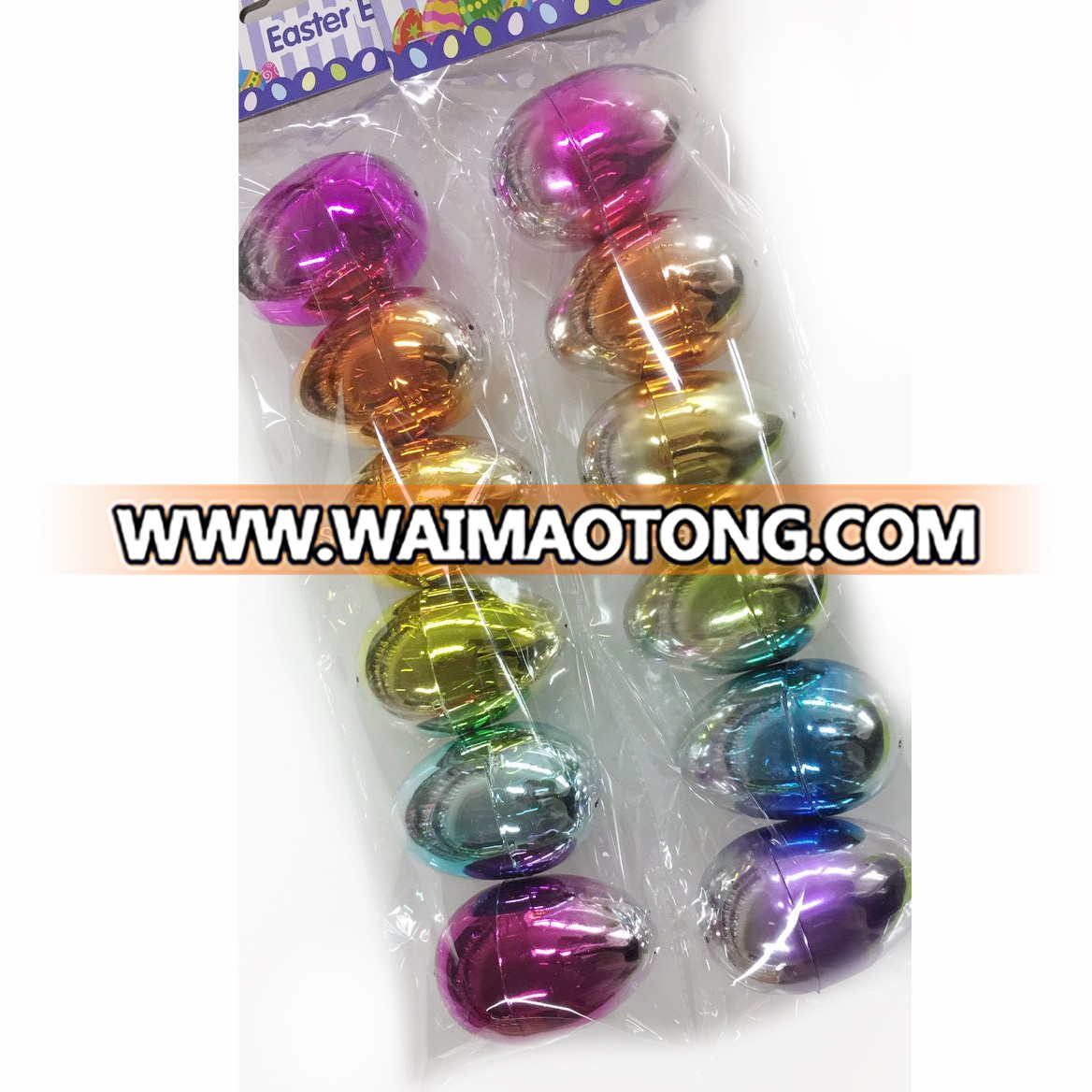 2019 New Design:Plastic Clear Egg with Metallic-Colorful glitter eggs