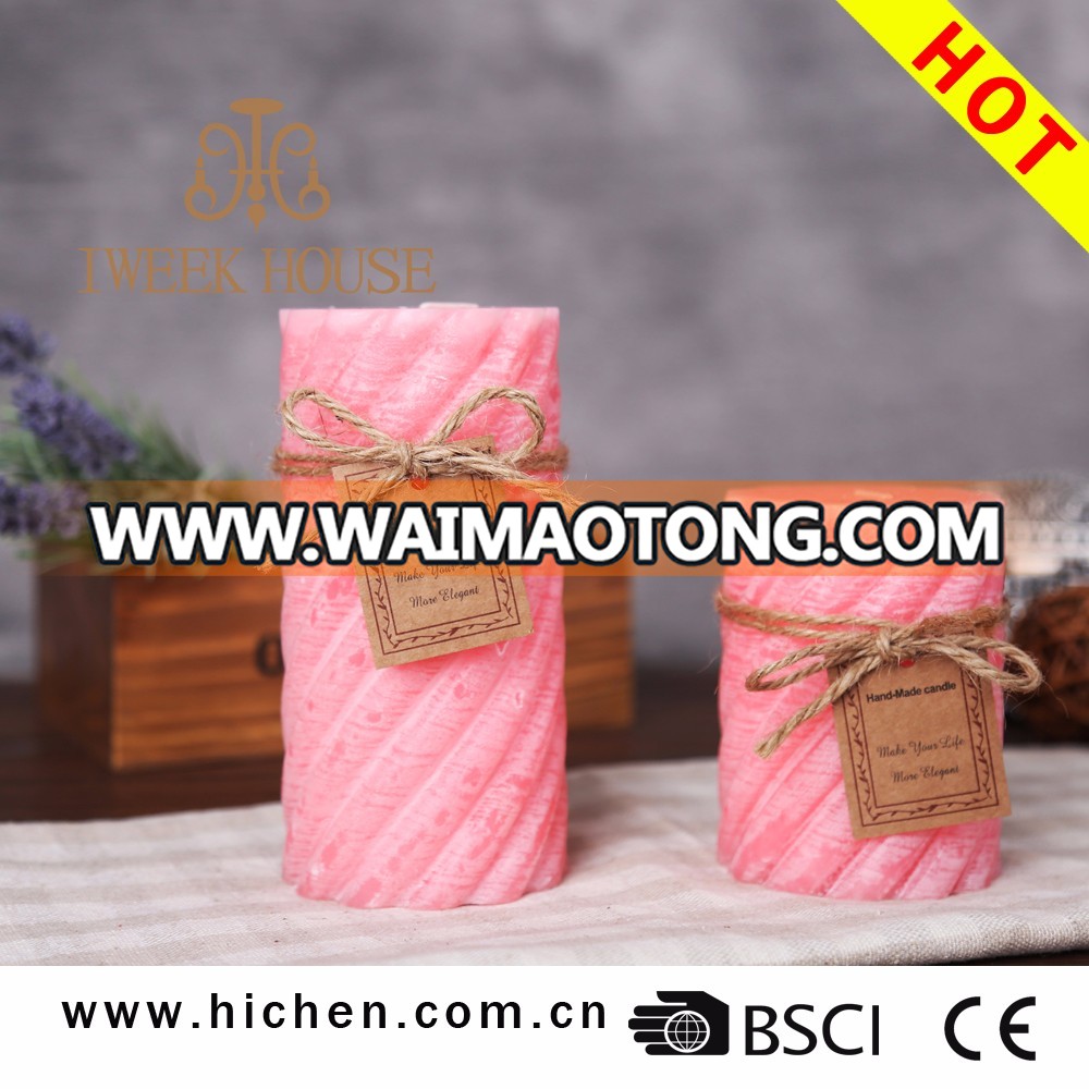 Fashionable Pure Paraffin Wax Colored Pillar Scented Candles