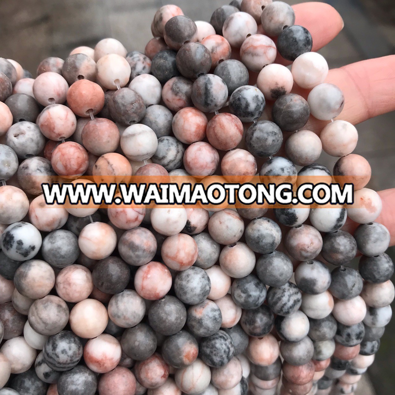 China factory natural pink zebra jasper 12mm stone round beads for bracelet