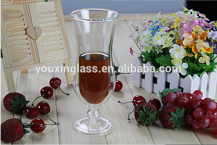 Creative double walled handmade mouthblown glass wine cup