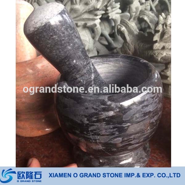 Natural Granite Mortar with Pestle Large Engraved Mortar and Pestle