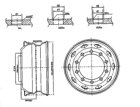 Stock 13 Inch For Semi Trailer Aluminium Alloy Wheel Steel Rim