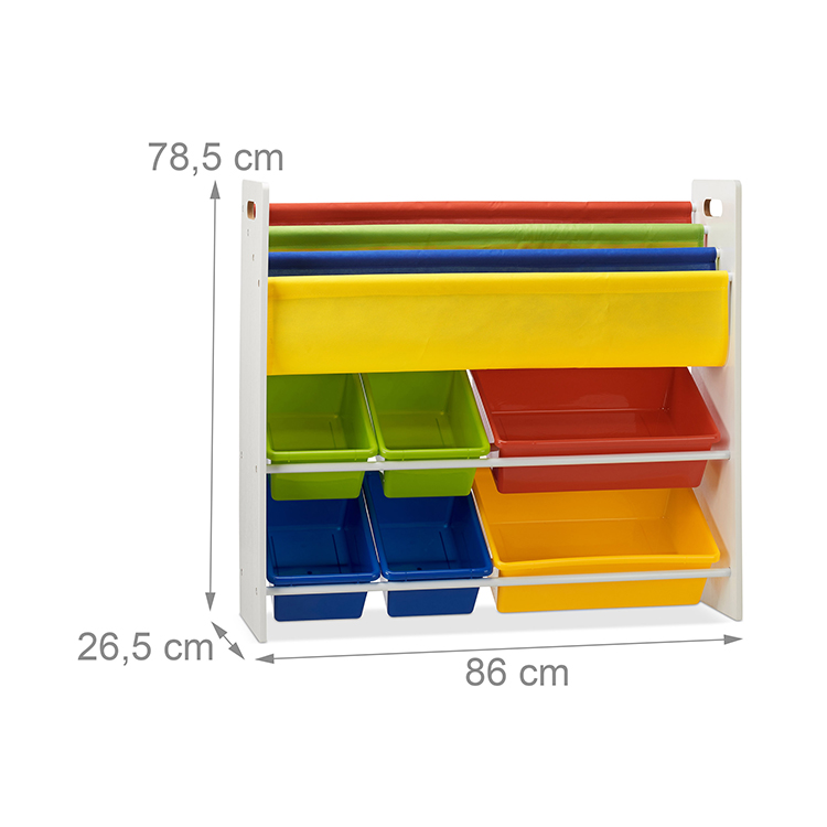 Children kids wooden toy storage shelf with bins