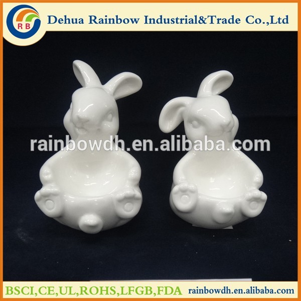 Lovely white easter rabbit rings ceramic napkin holder