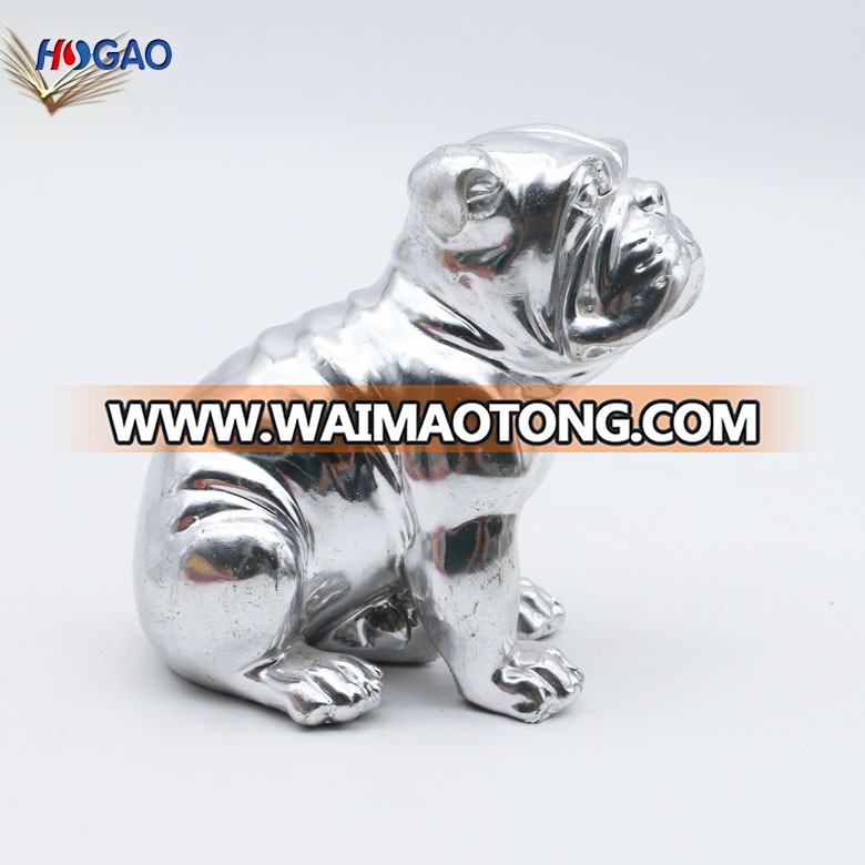 High Quality  Polyresin Animal Figurines Resin Silver Dog For Home Decoration