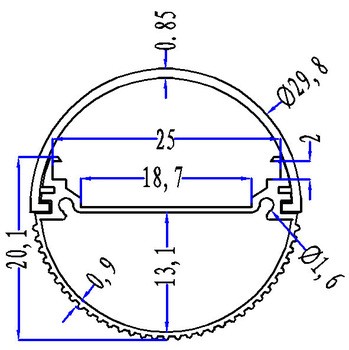 T10 round tube housing with 1/2 PC cover and 1/2 aluminum profile