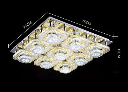 Square modern luxury LED crystal ceiling lamp