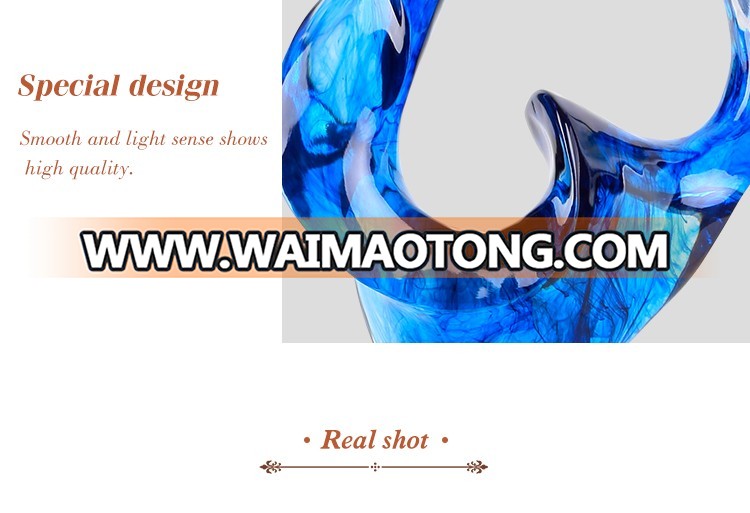 Custom resin blue color sculpture for office decoration