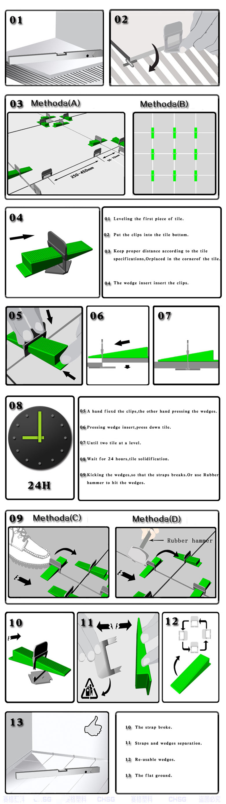 Tile leveling systems wedges