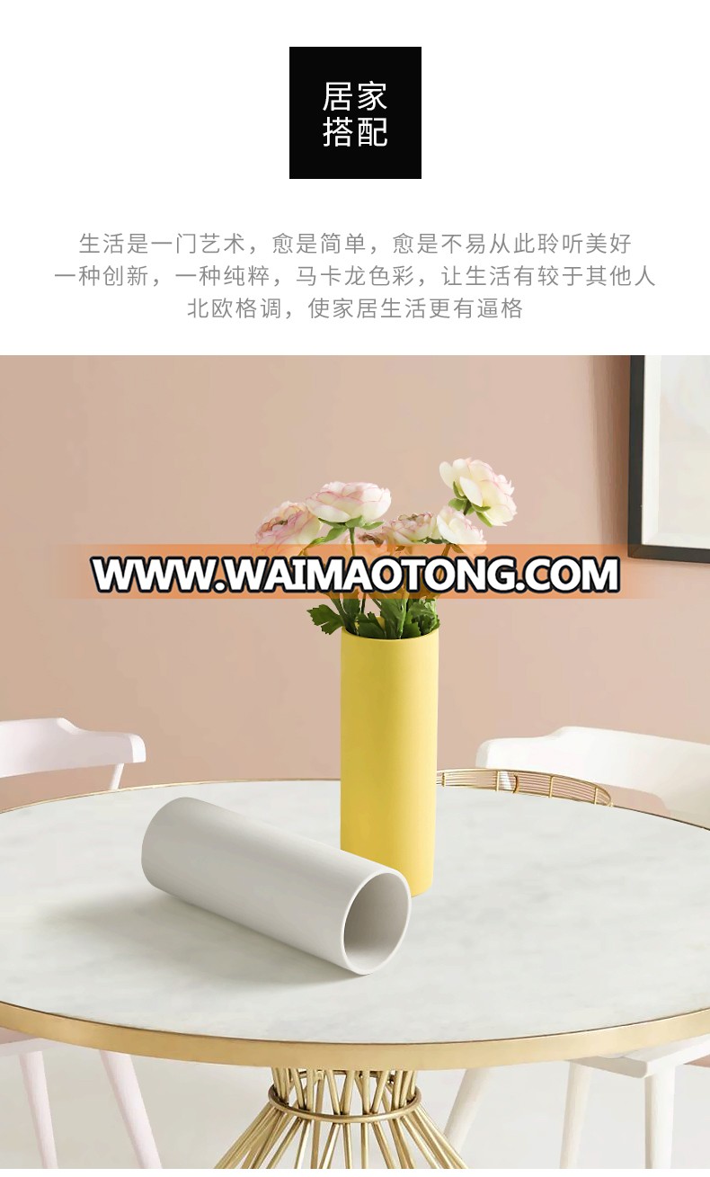 Nordic Wedding matte  Home Decoration Cylinder Ceramic Porcelain Flower Vase of tabletop decorative