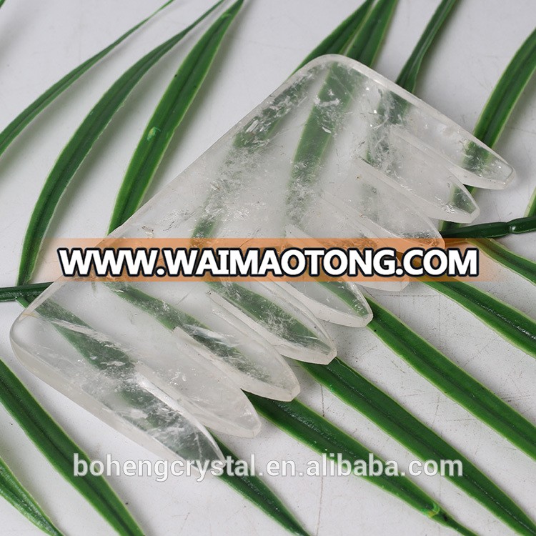 Crystal Hair Combs Wholesale Natural Hand Made Clear Quartz and Rose Quartz Crystal Hair Combs for healing