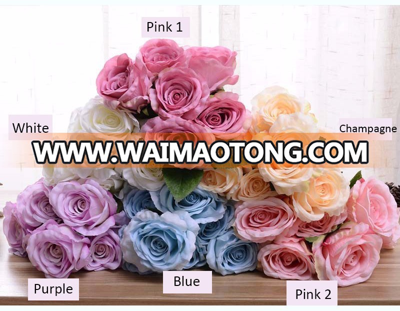 Factory 7 heads 1 pcs rose wedding flower home decoration artificial silk rose flower