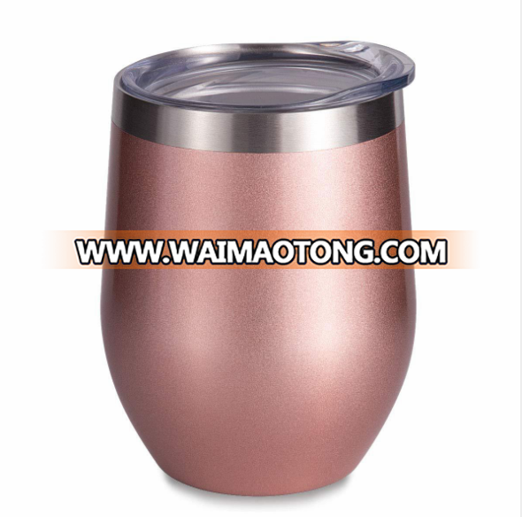 Amazon hot sale double wall stainless steel egg shape vacuumn insulate beer tumbler water cup  wine tumbler  with lid