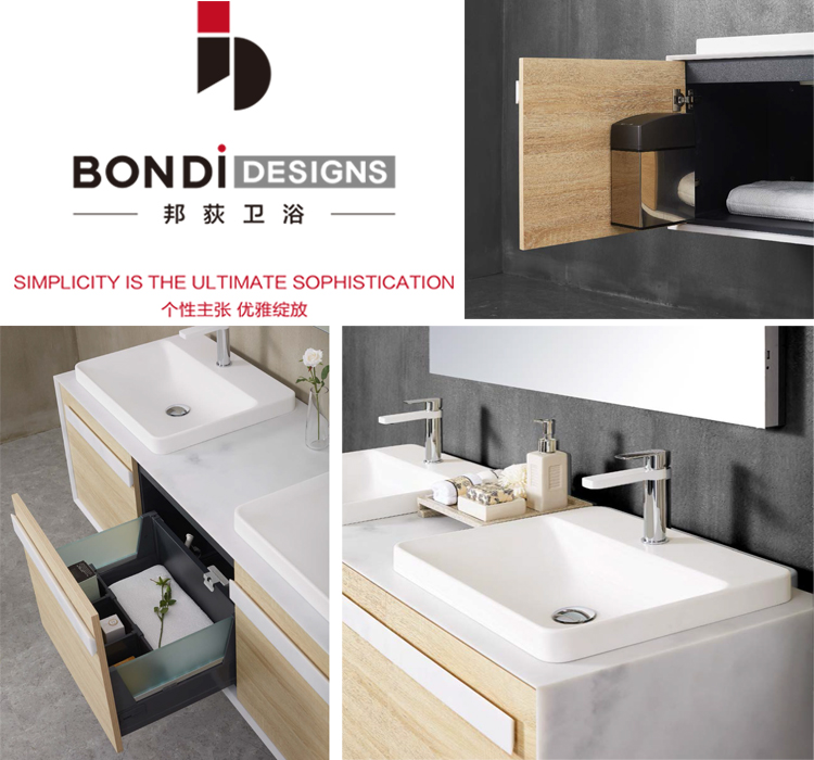 High Quality Plywood Material With Soft Closing Function Shampoo Bowl Bathroom Vanity