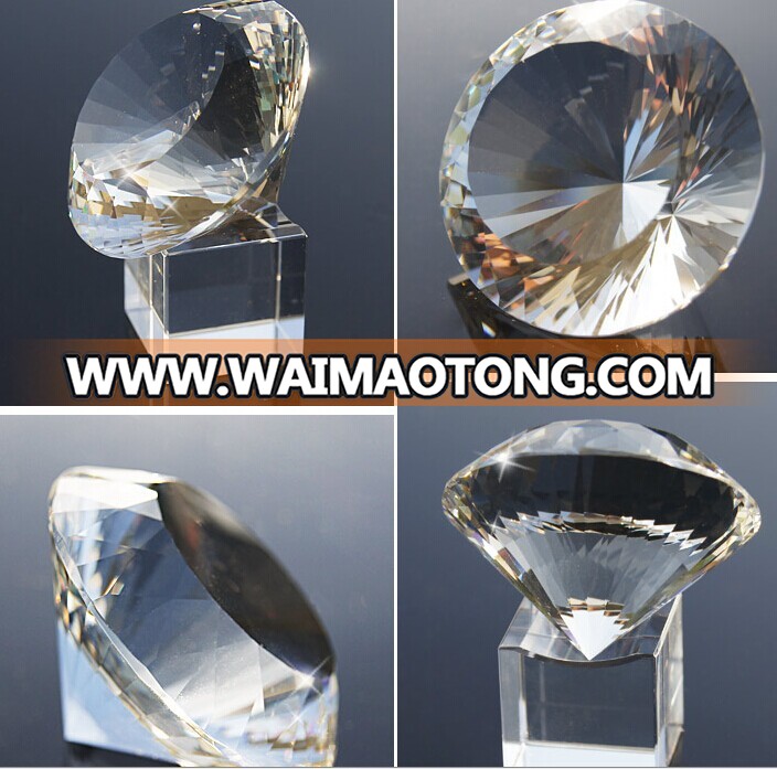 80mm White Transparent Big wedding gift, crystal souvenir Crystal Diamond Paperweight