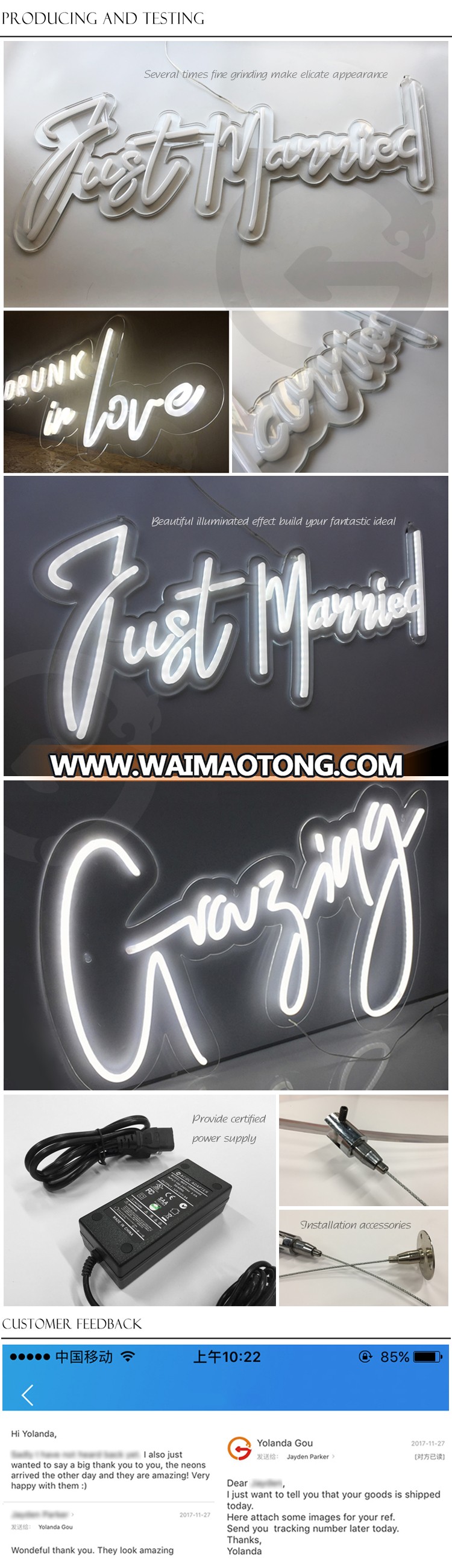 Manufacturer Custom Loving Heart Acrylic Neon Sign for Wedding