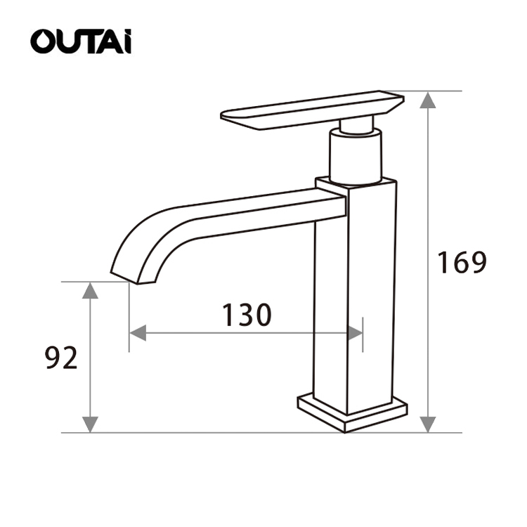 Hotel bathroom waterfall brass single handle wash classic basin faucet