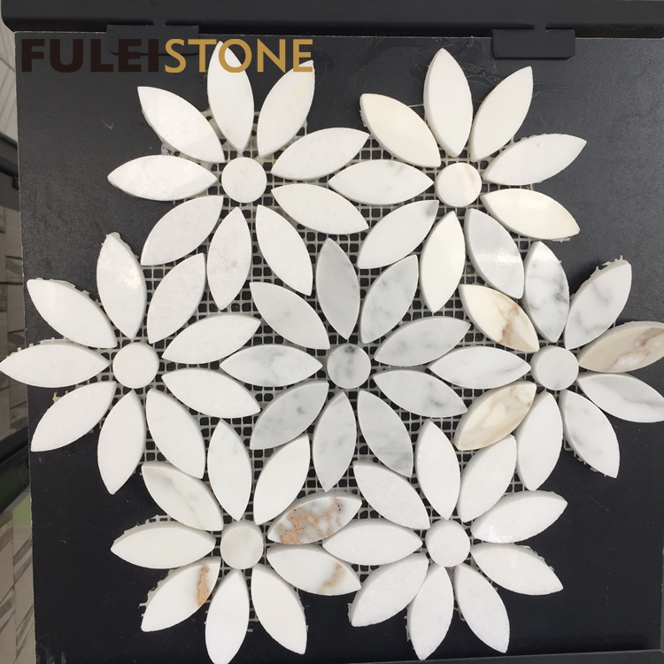 Wholesale cheap price water jet flower marble mosaic tile