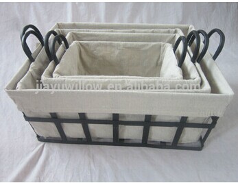 wholesale stainless steel kitchen cooking wire mesh basket handmade wire storage basket with fabric liner