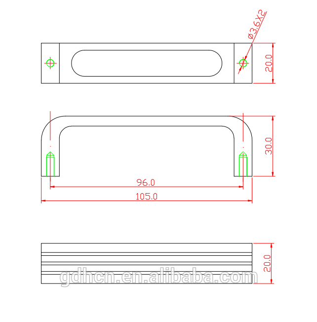 Furniture cabinet flat drawer zinc cabinet handles