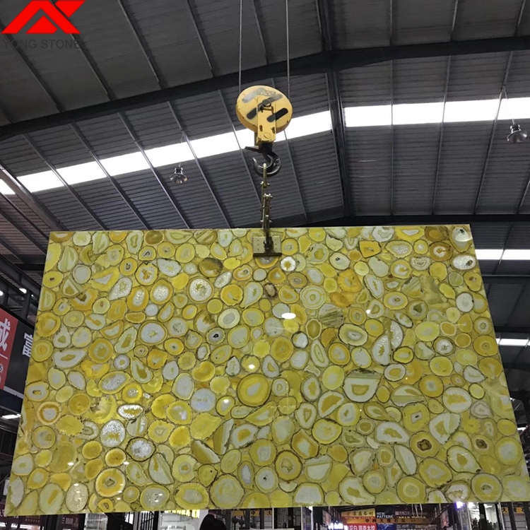 Customized large yellow agate stone slabs price