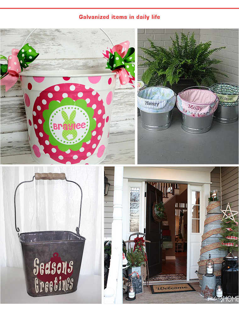 Red Oblong Christmas Buckets with Embossed Snowflakes