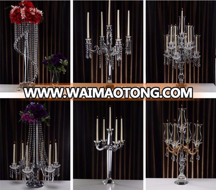 birthday party supplies factory direct sale 9 arms tealight candle holder crystal