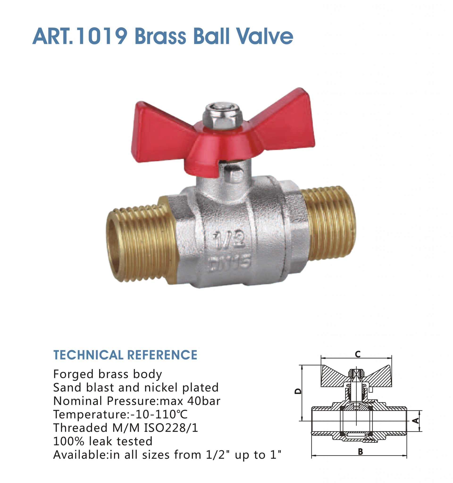 STA.1019 new products 1/2"-1" inch ball valves for water Butterfly Handle cw617n BSP threaded brass forged ball valves china