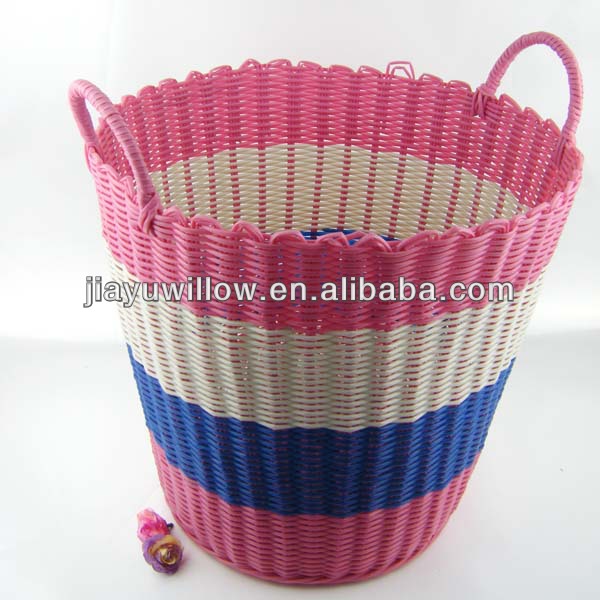 Colored Plastic rattan laundry basket