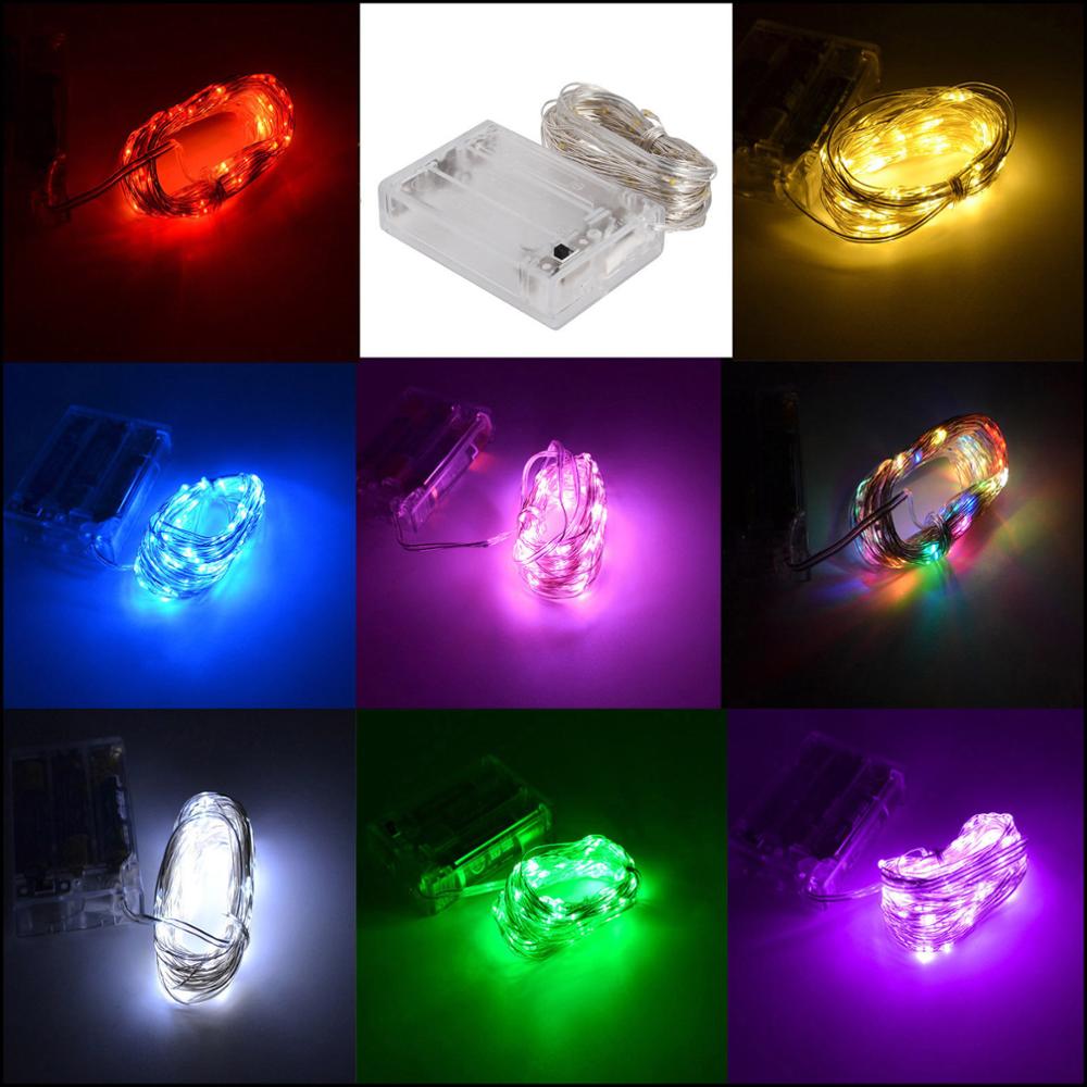 2M 3M 5M 10M Battery Power LED Strip Light Fairy Sliver Strings Wire Light Christmas Xmas Party