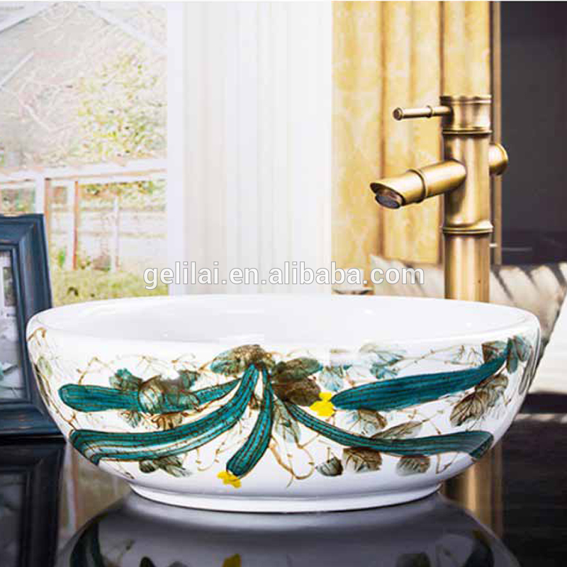 Latest style bathroom shampoo sink round shape with color basin