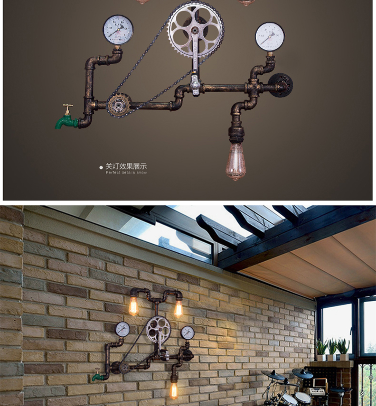 9.19-13 High qualit corridor edison bulbs antique Water pipe industrial wall mounted light