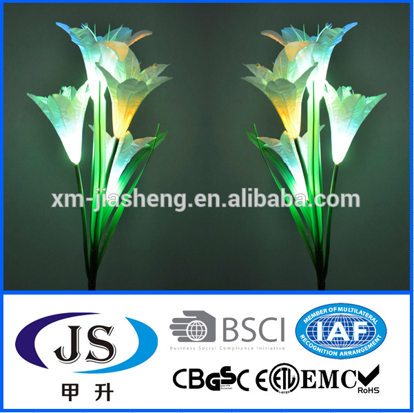 Hot sale new product lily flower 4led solar light for wedding Garden outdoor decoration,landscape,pathway,street,zone