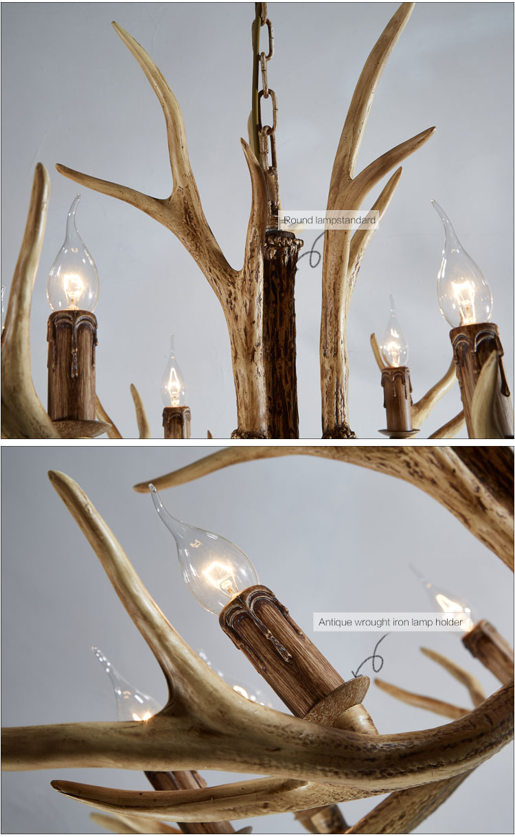 Decorative Light Cheap Price Resin+Crystal Antique Antler Chandelier For Sale