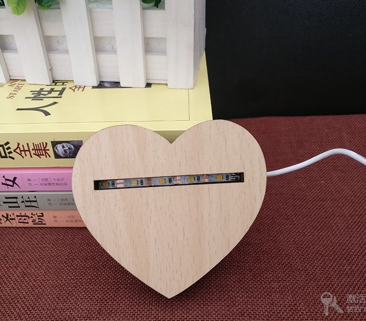 Wooden Base for 3D LED Lamp, Solid Color