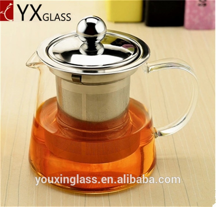 Borosilicate glass tea pot with stainless steel strainer Custom professional heat resistant flower tea water bottle infuser