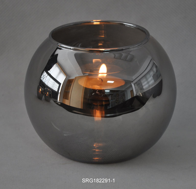 Wholesale round decoration glass candle holder with custom printing