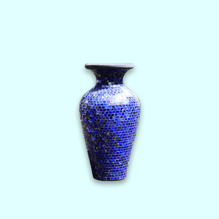 Restaurant decoration blue mirrored mosaic handmade colored glass vase