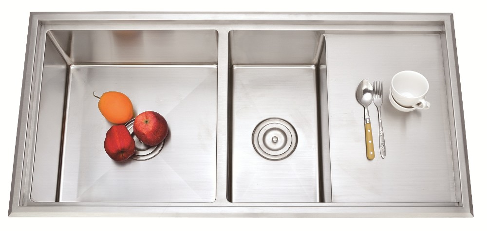 Customized stainless steel restaurant kitchen sink with drainboard