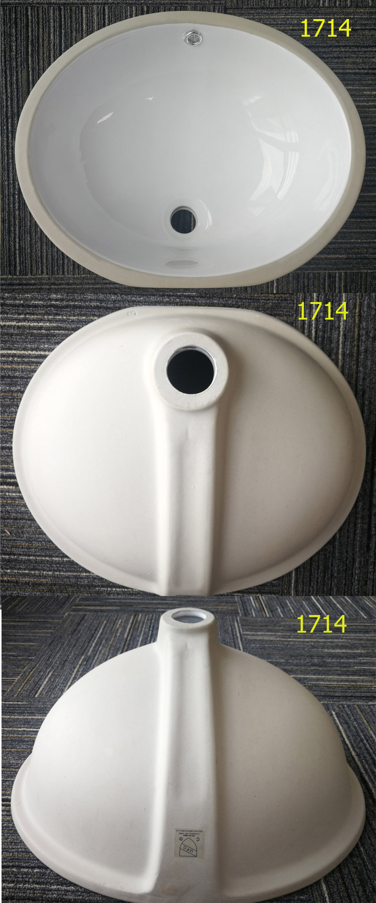 CUPC oval ceramic bathroom sink/porcelain wash basin/undermount vanity sink 1714