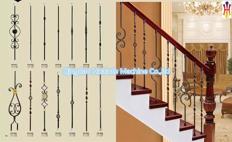 Household interier design spray-paint surface treatment wrought iron baluster