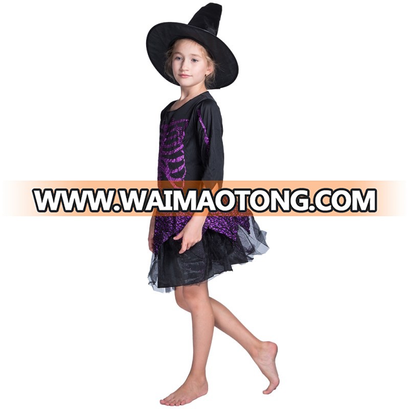 Hot 2018 Wholesale kids halloween skirt set children witch costume