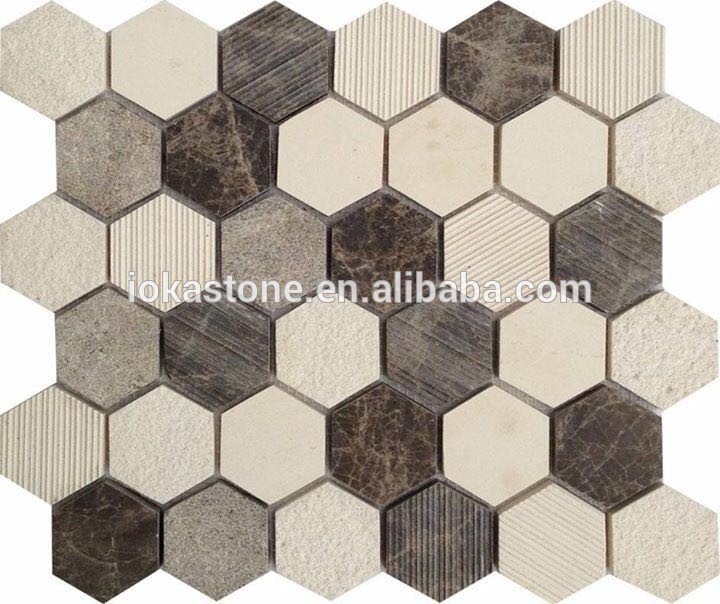 Carrara white mixed marble grey hexagon wall mosaic tile